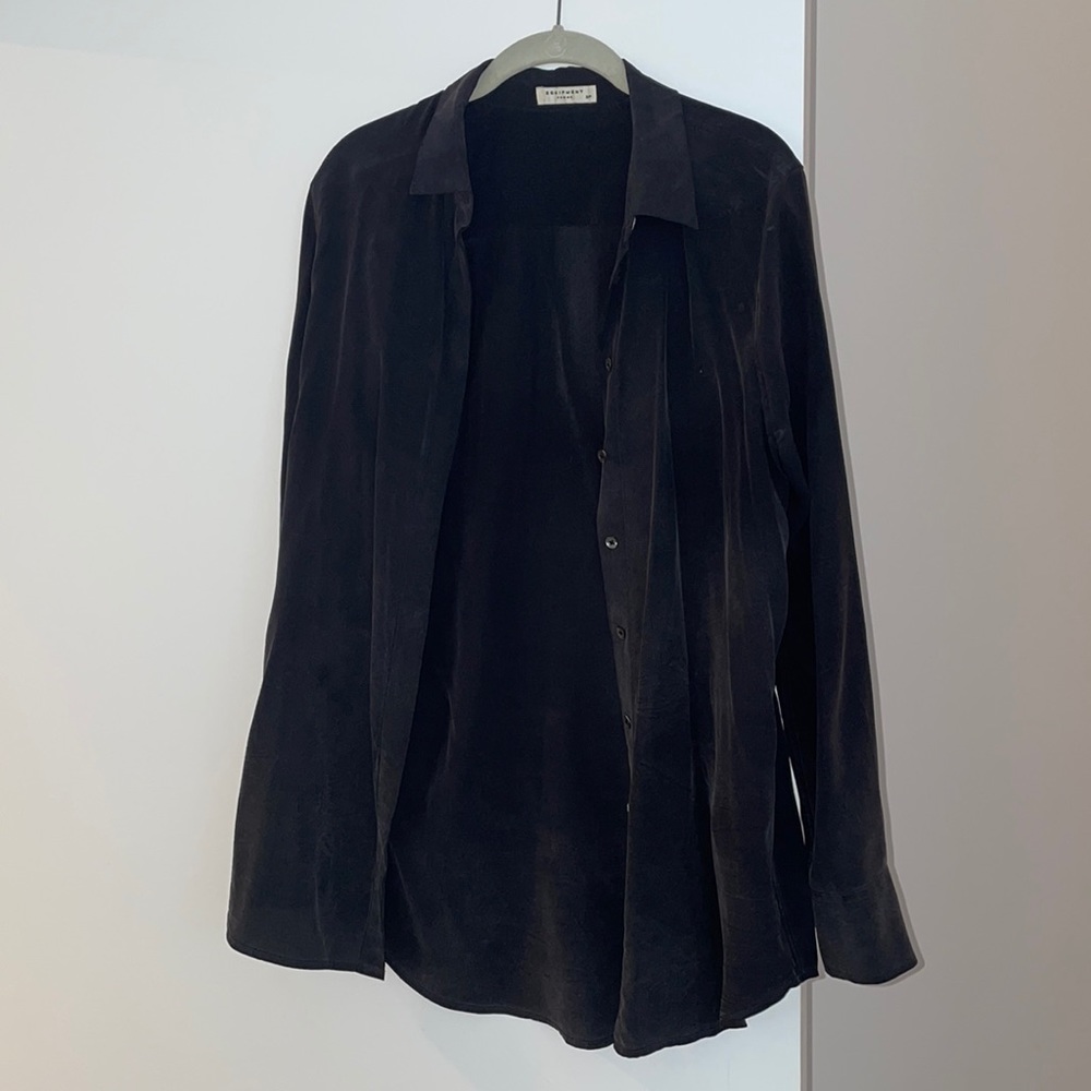 Equipment dark grey silk shirt